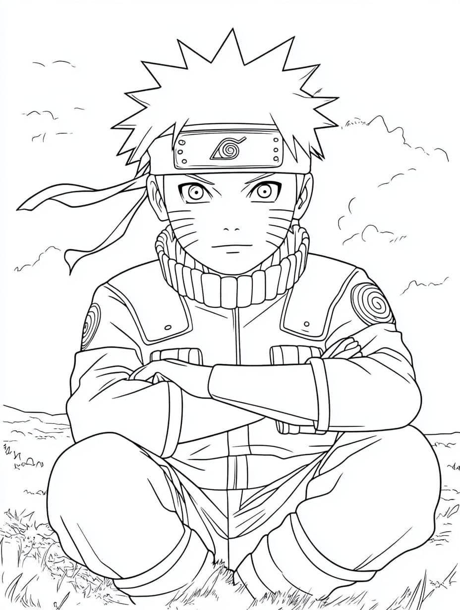 coloriage naruto jeune determine