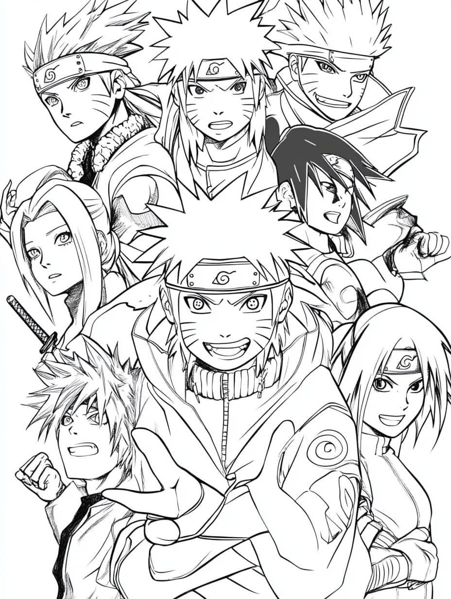 coloriage naruto shippuden team reunion