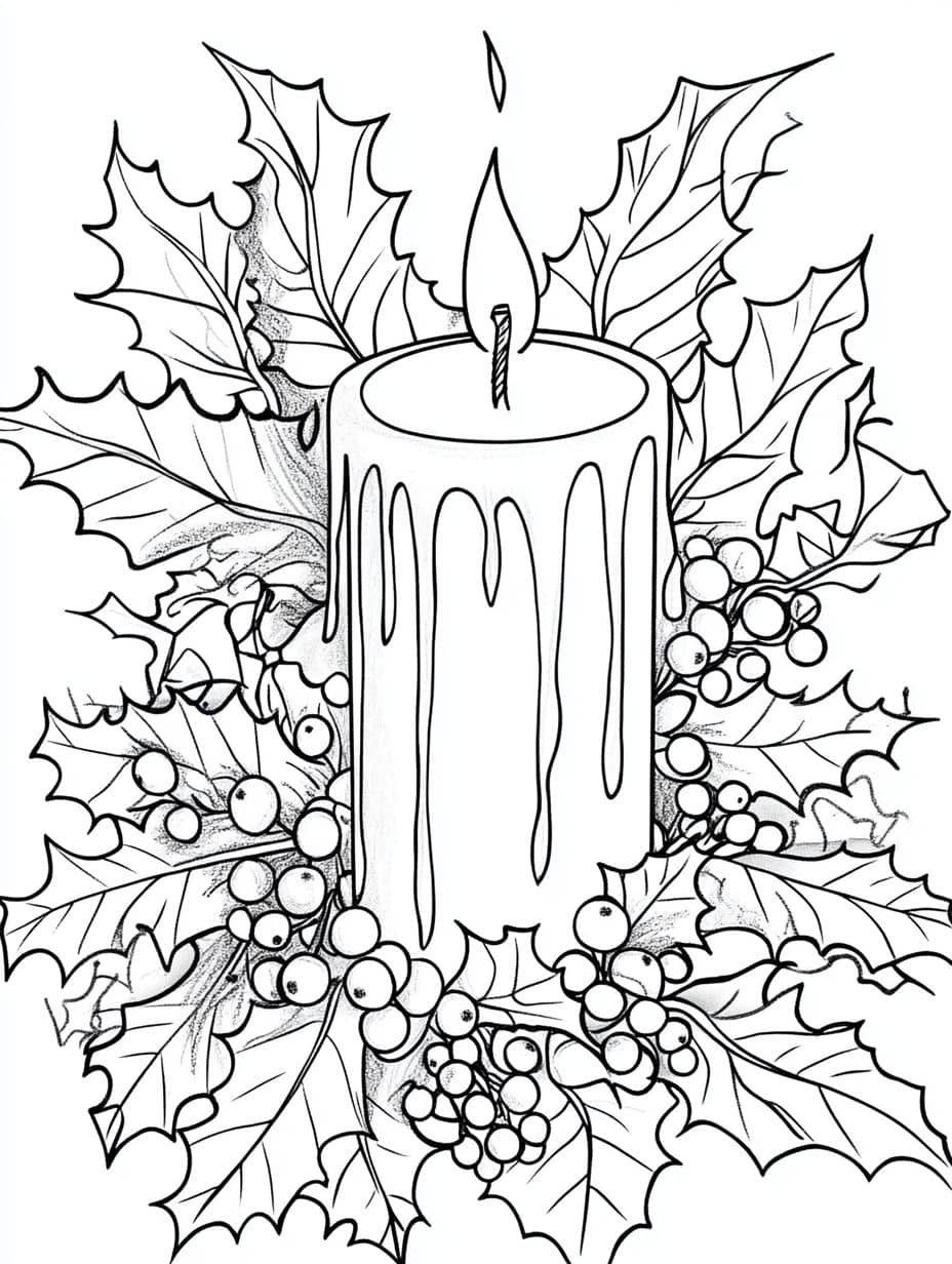 coloriage noel guirlande et bougies