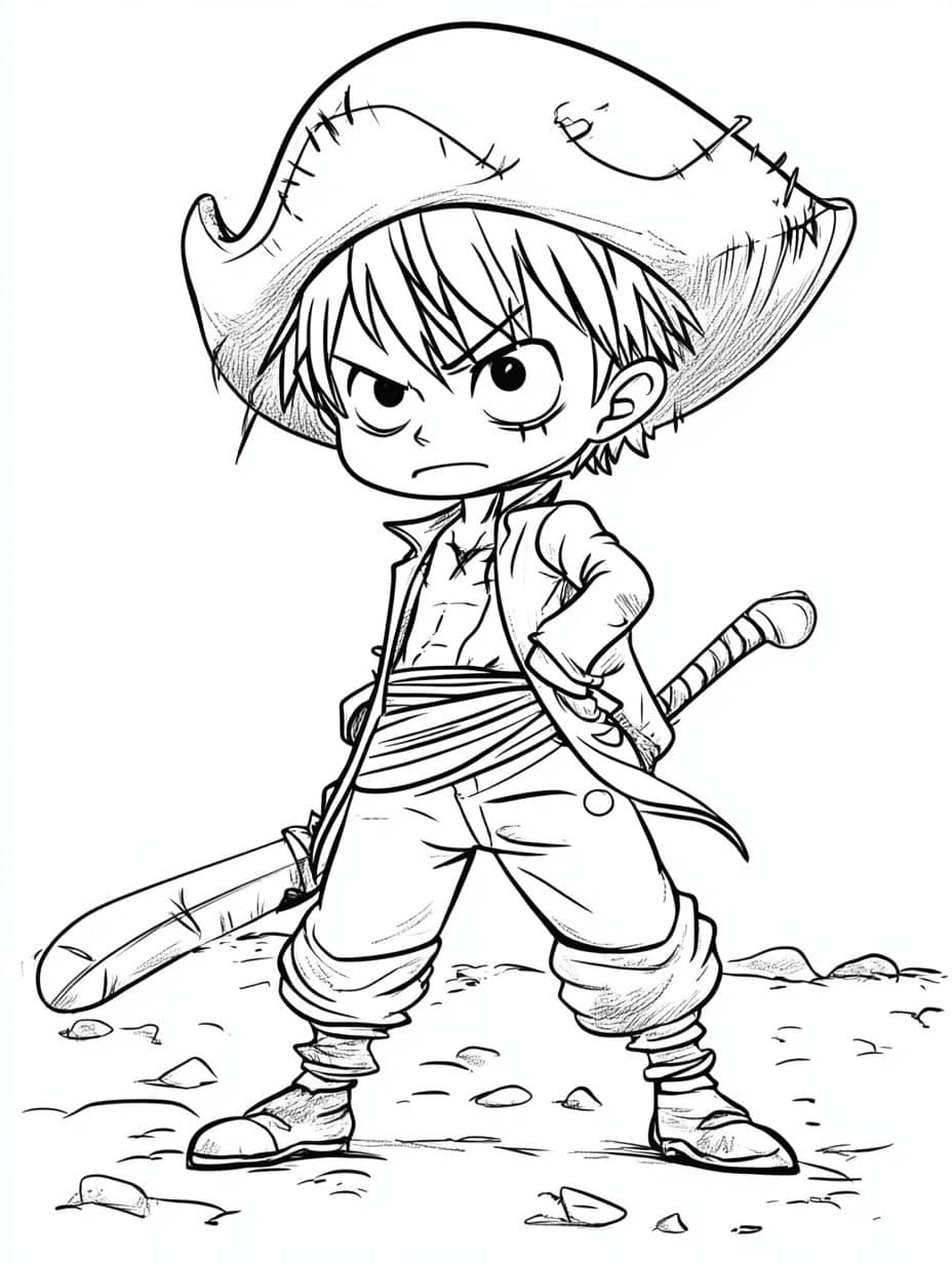 Coloriage One Piece Chibi Avec Chapeau