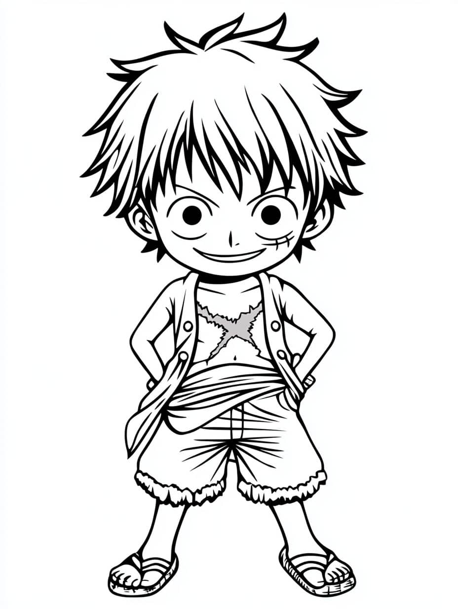 Coloriage One Piece Chibi Cheveux Beaux