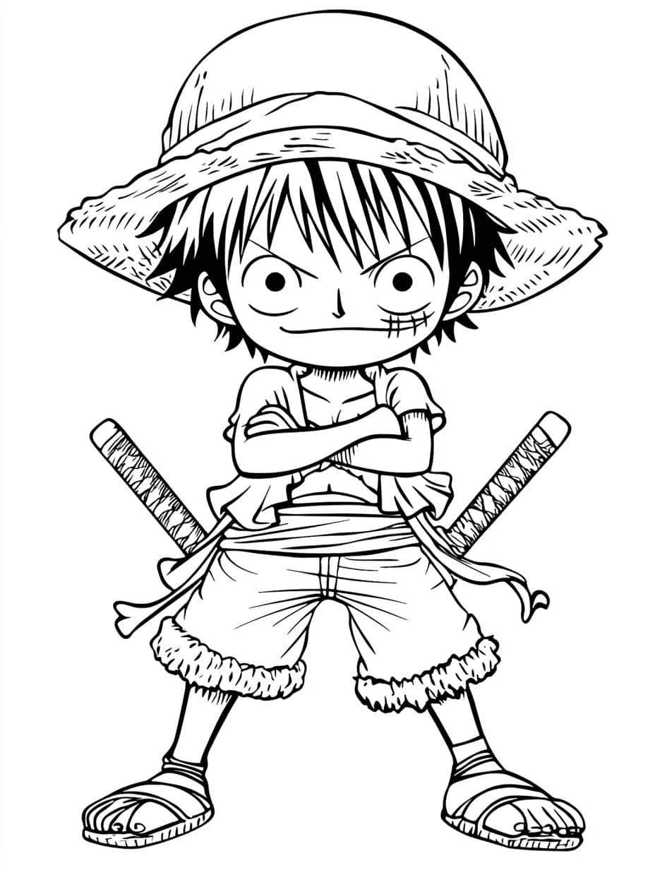 Coloriage One Piece Chibi Tenant Une Epee