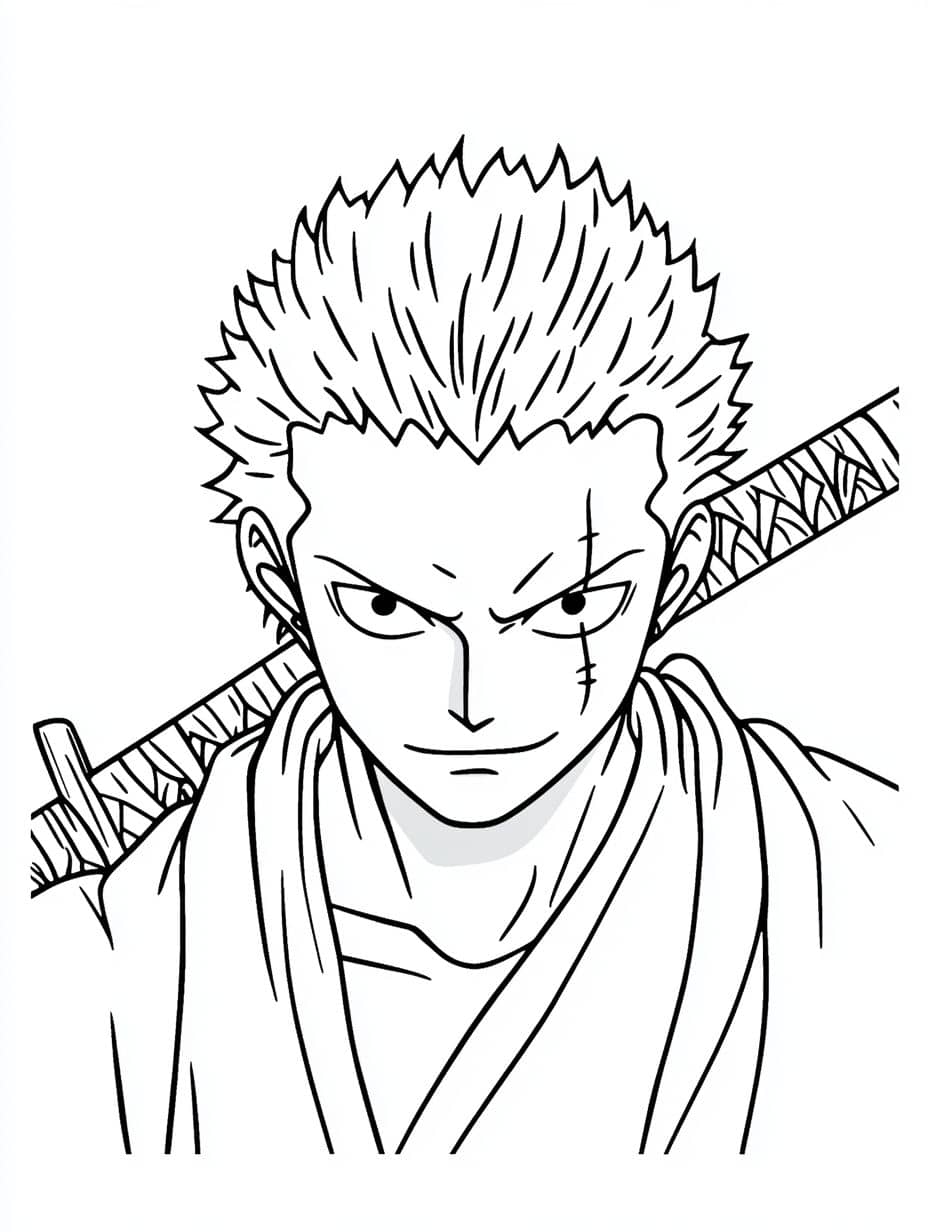 Coloriage One Piece Zoro Tenant Une Epee