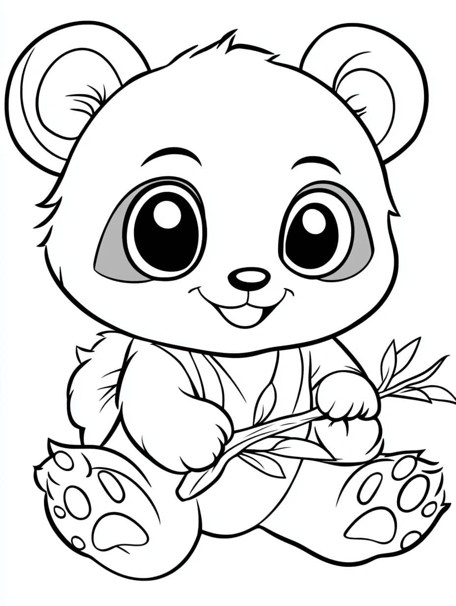 Coloriage Panda Assis Regardant