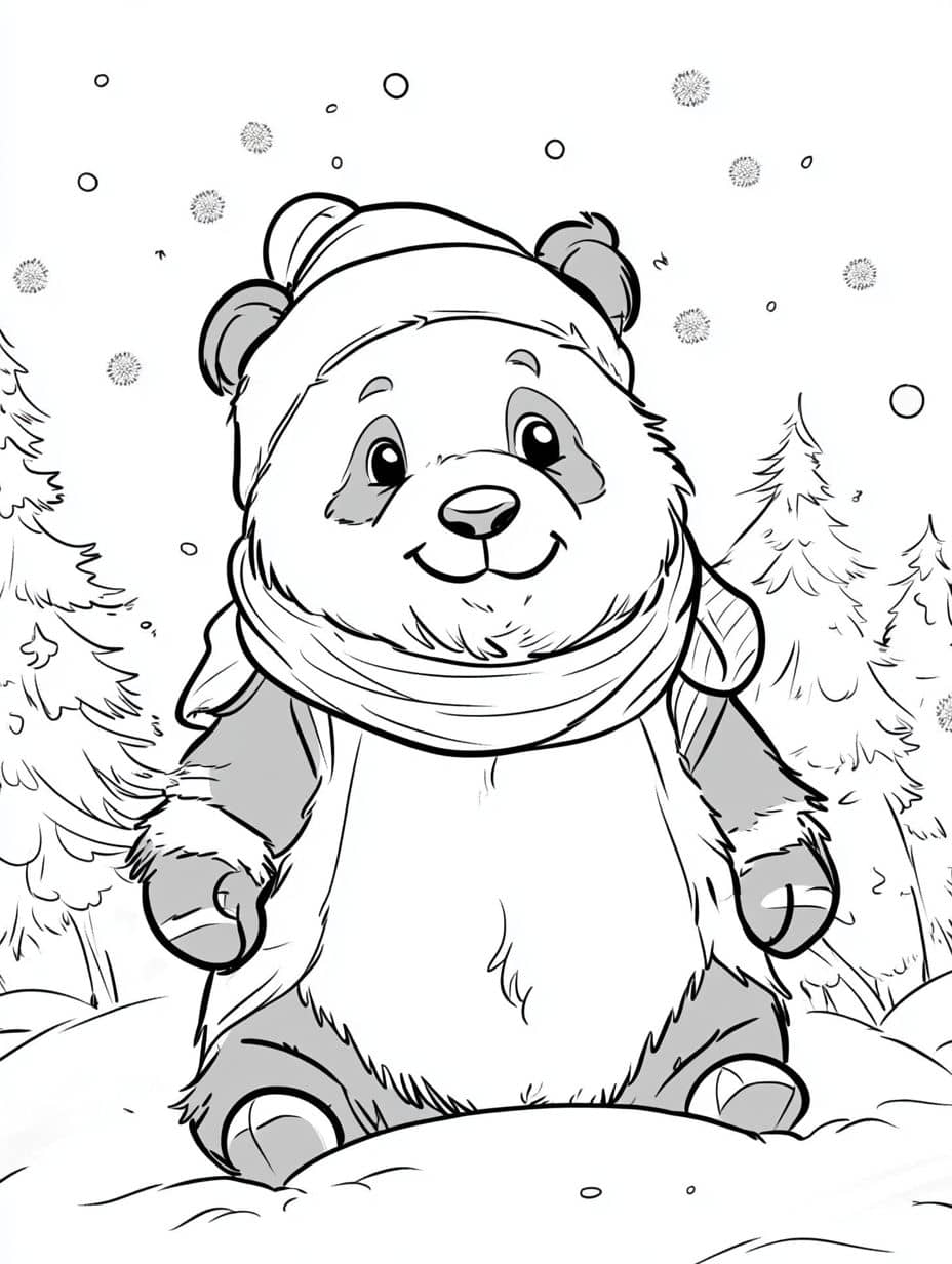 Coloriage Panda Avec Chapeau