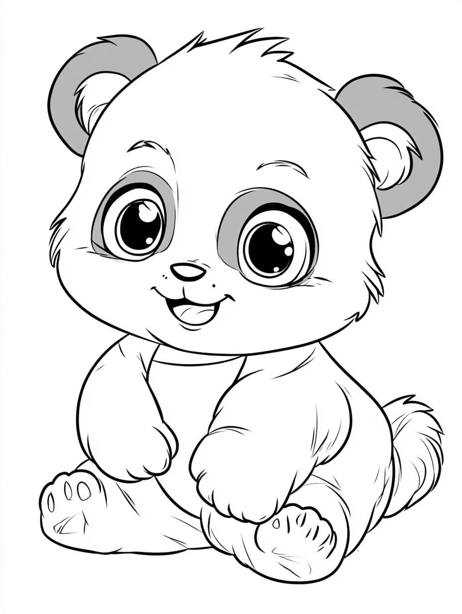 Coloriage Panda En Train De S Assoir Mignon