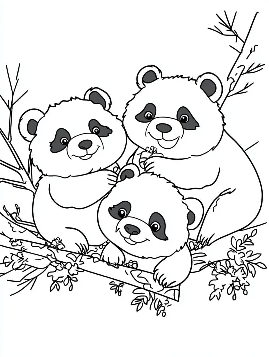 Coloriage Panda Temps De Pluie