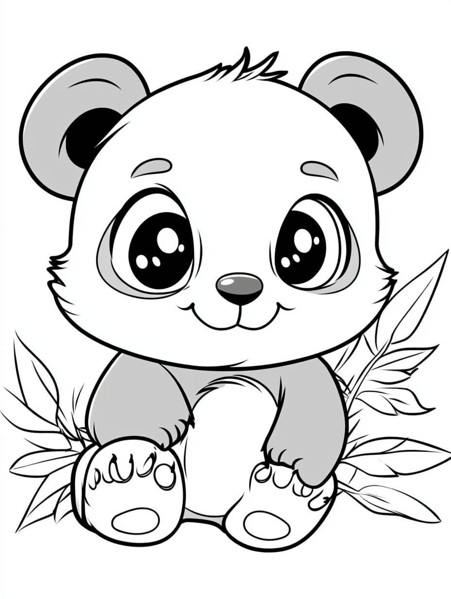 Coloriage Panda Tenant Une Feuille De Bambou