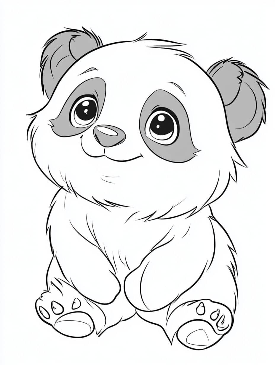 Coloriage Panda Yeux Ronds