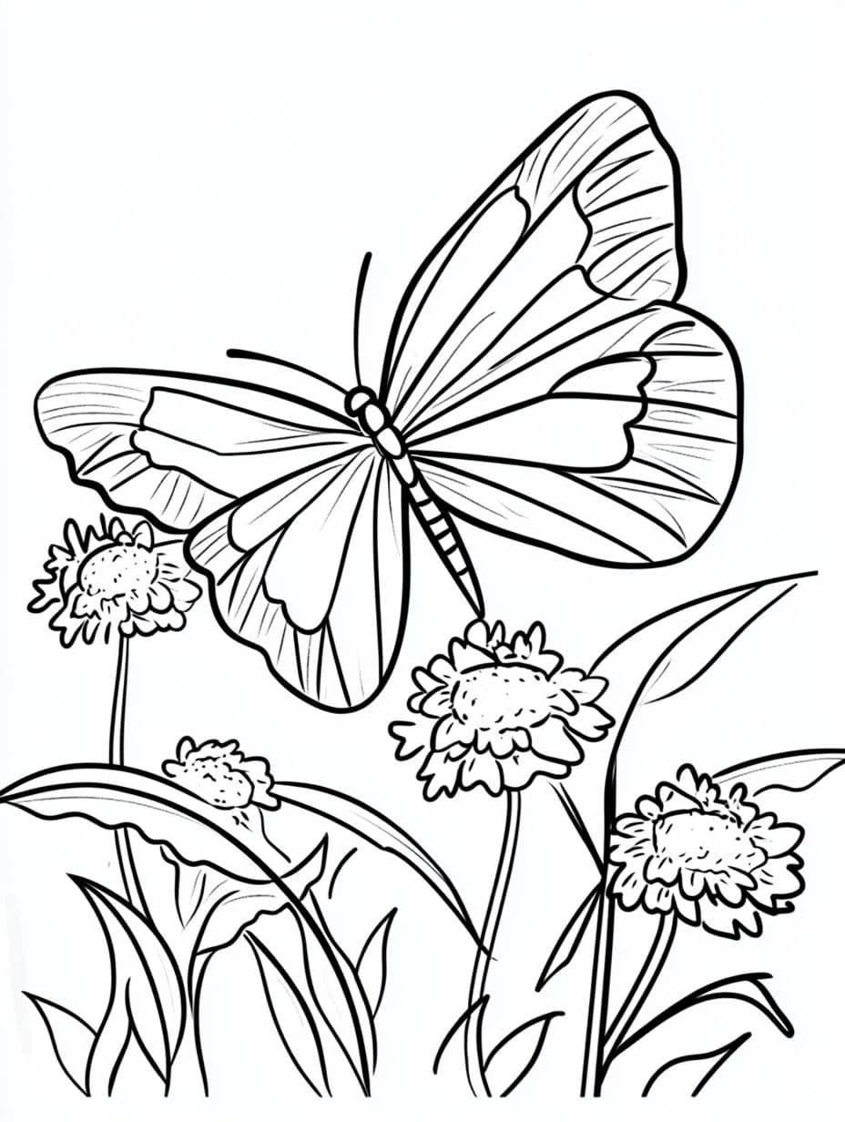 Coloriage Papillon Belles Petites Fleurs