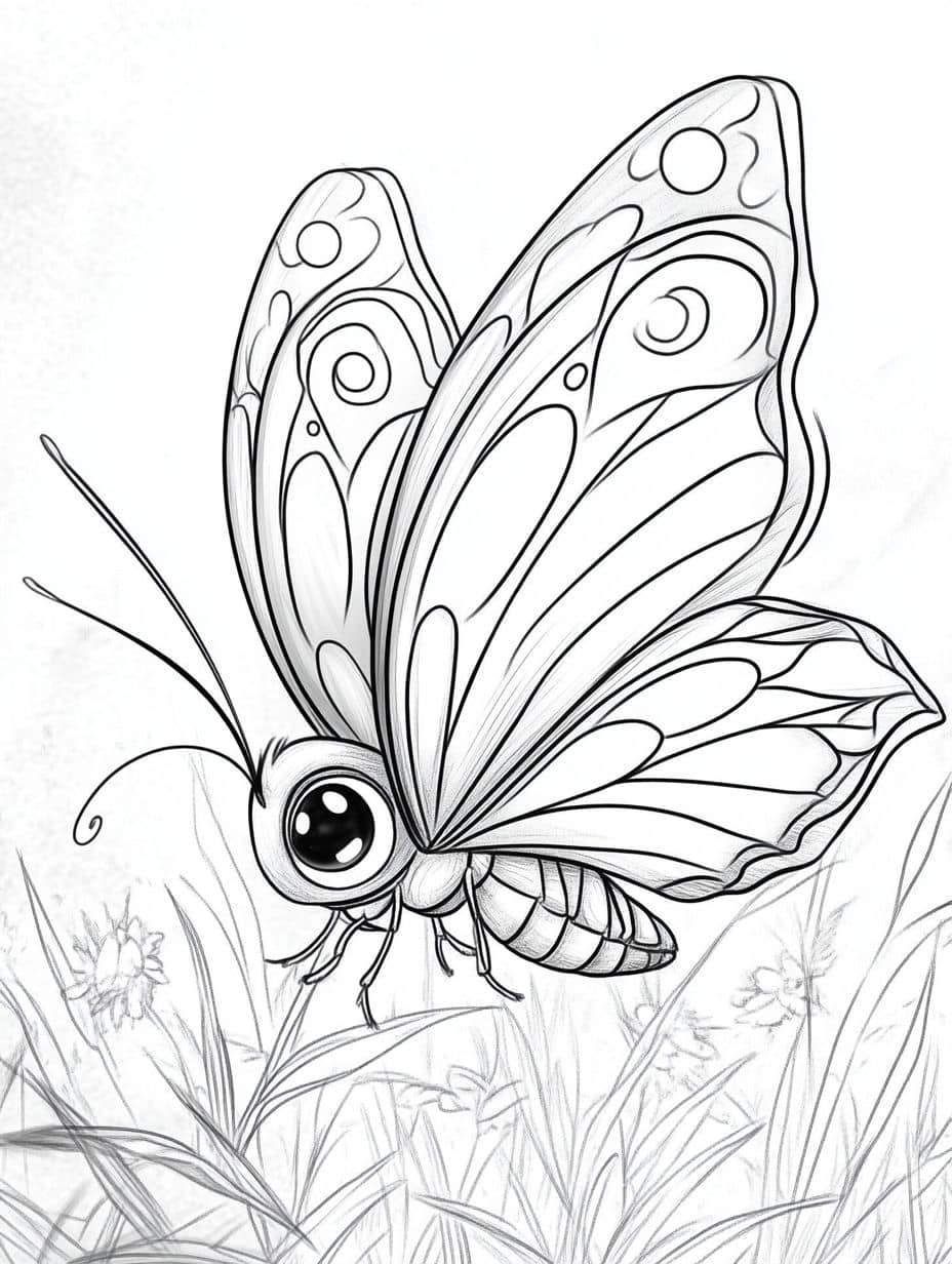 Coloriage Papillon En Train De Voler