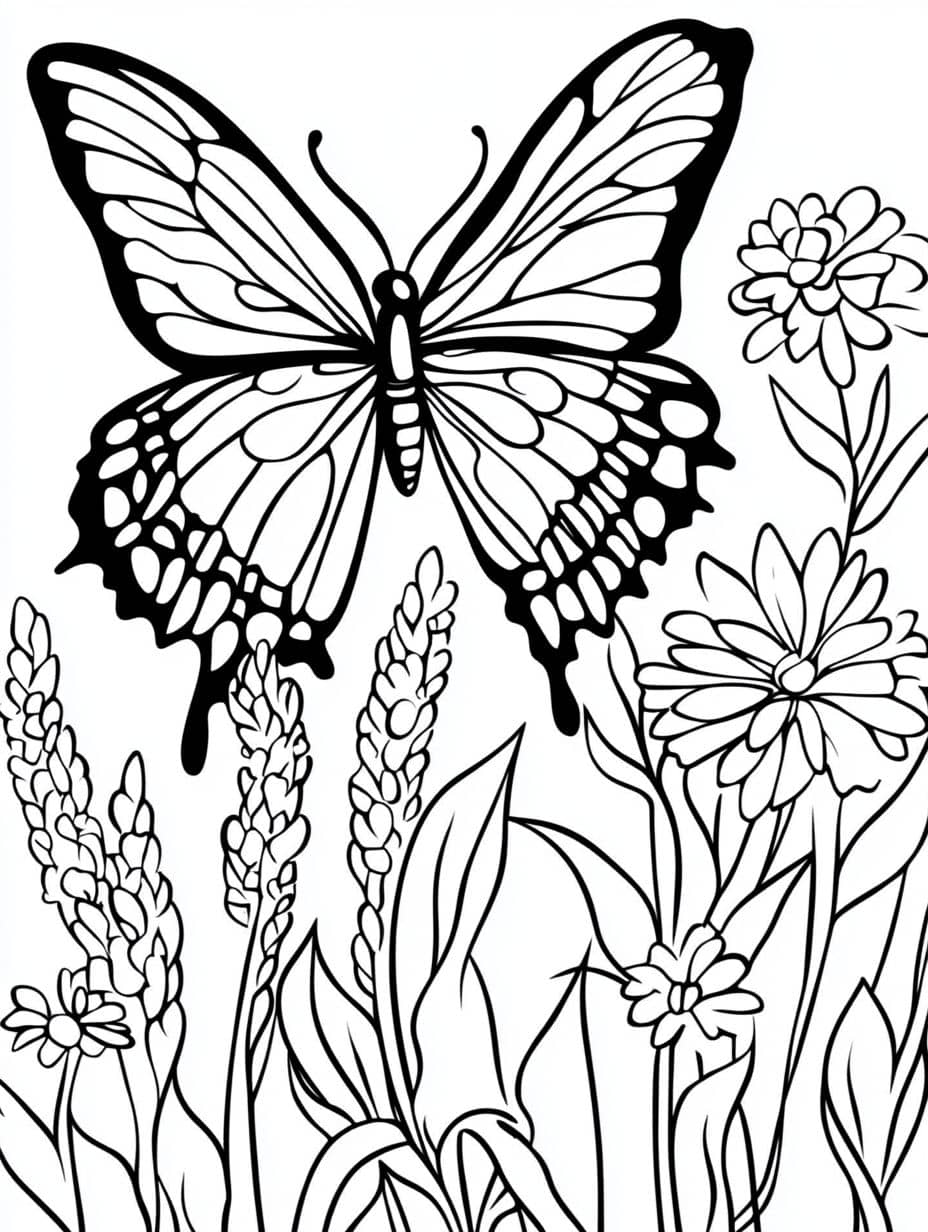 Coloriage Papillon En Vol Simple