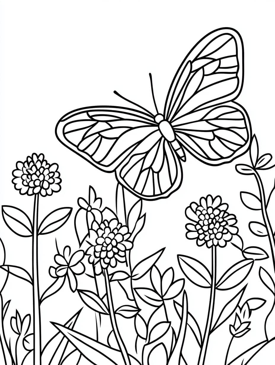 Coloriage Papillon Fleurs De Chrysantheme