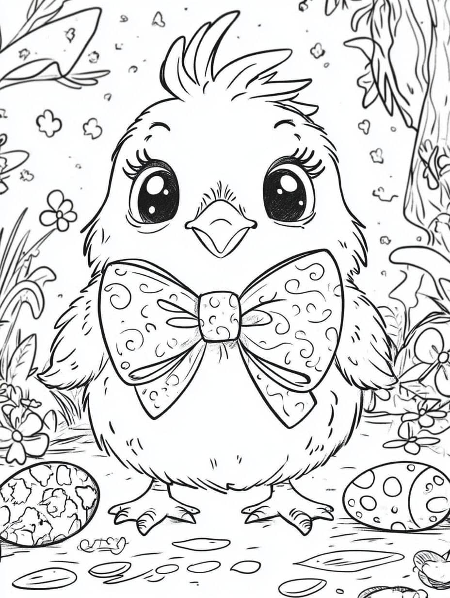 coloriage paques poussin