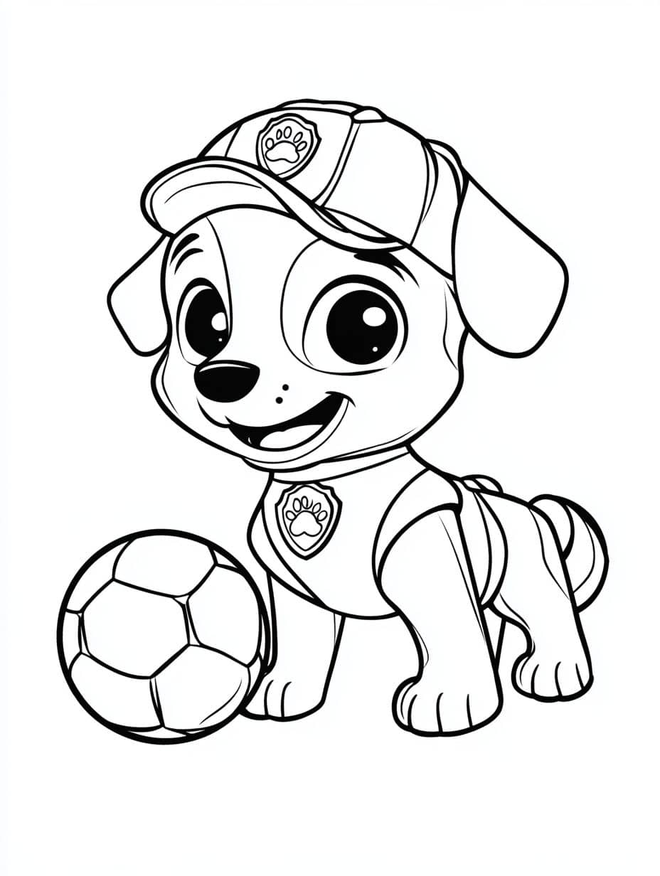 coloriage pat patrouille tracker ballon football