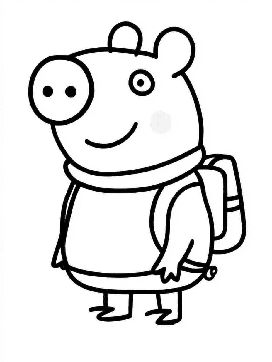 Coloriage Peppa Pig Avec Sac A Dos