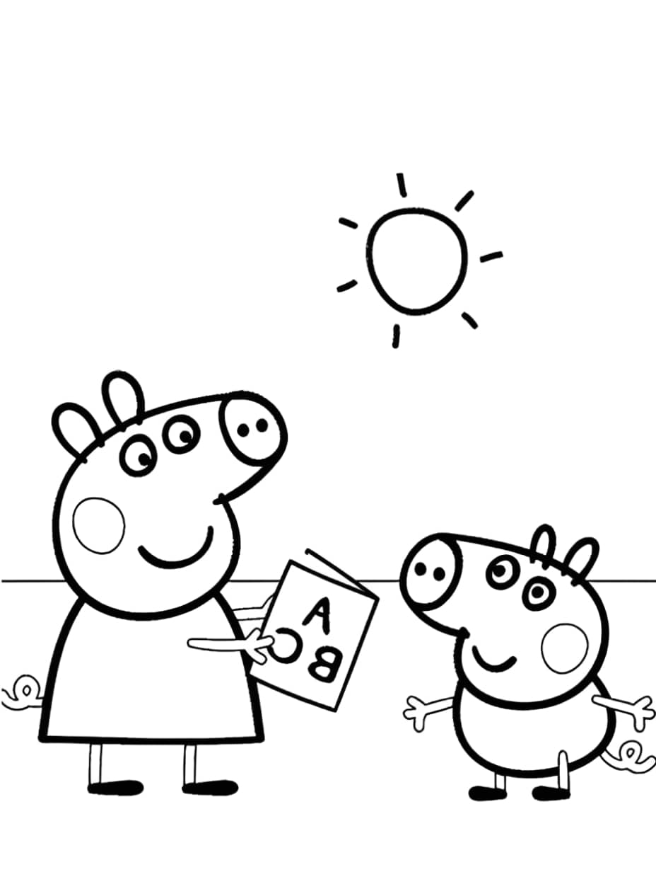 Coloriage Peppa Pig Et Le Soleil