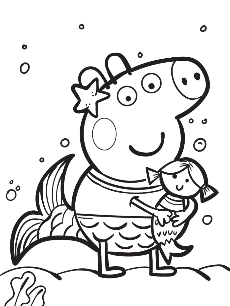 Coloriage Peppa Pig Plage