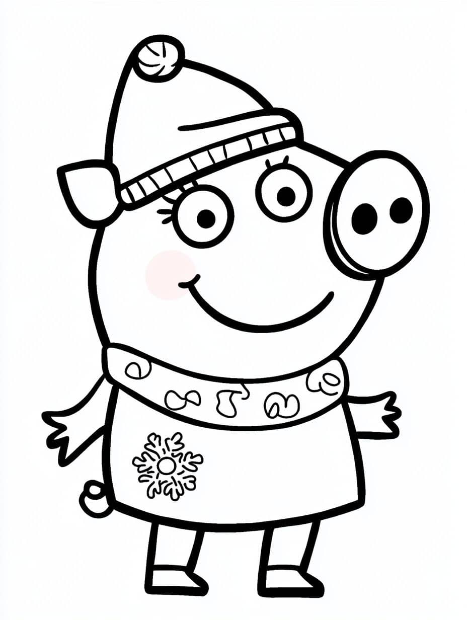 Coloriage Peppa Pig Portant Un Chapeau