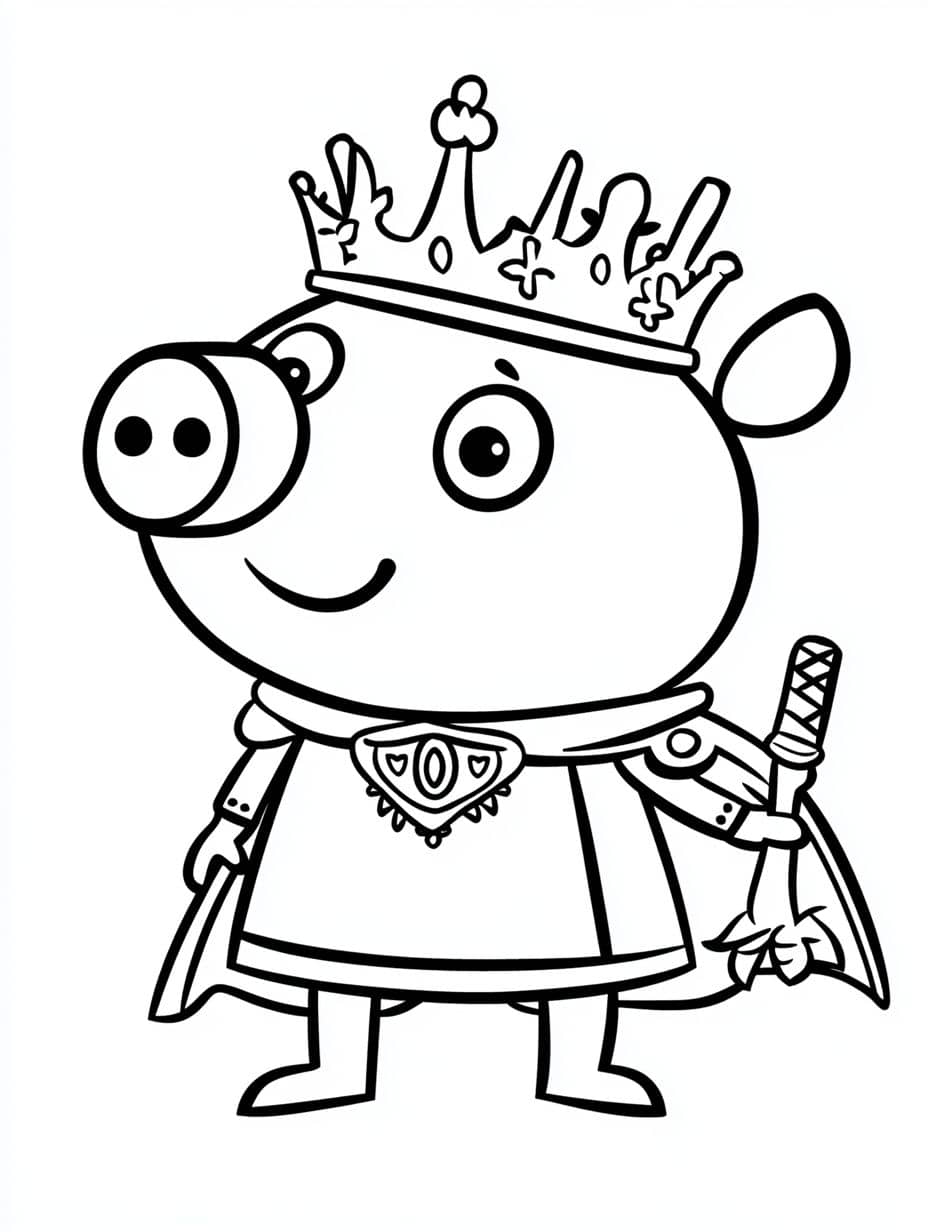 Coloriage Peppa Pig Tenant Une Epee