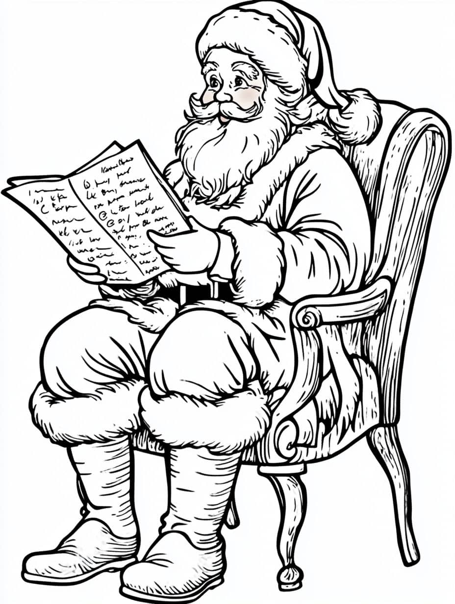 coloriage pere noel au repos