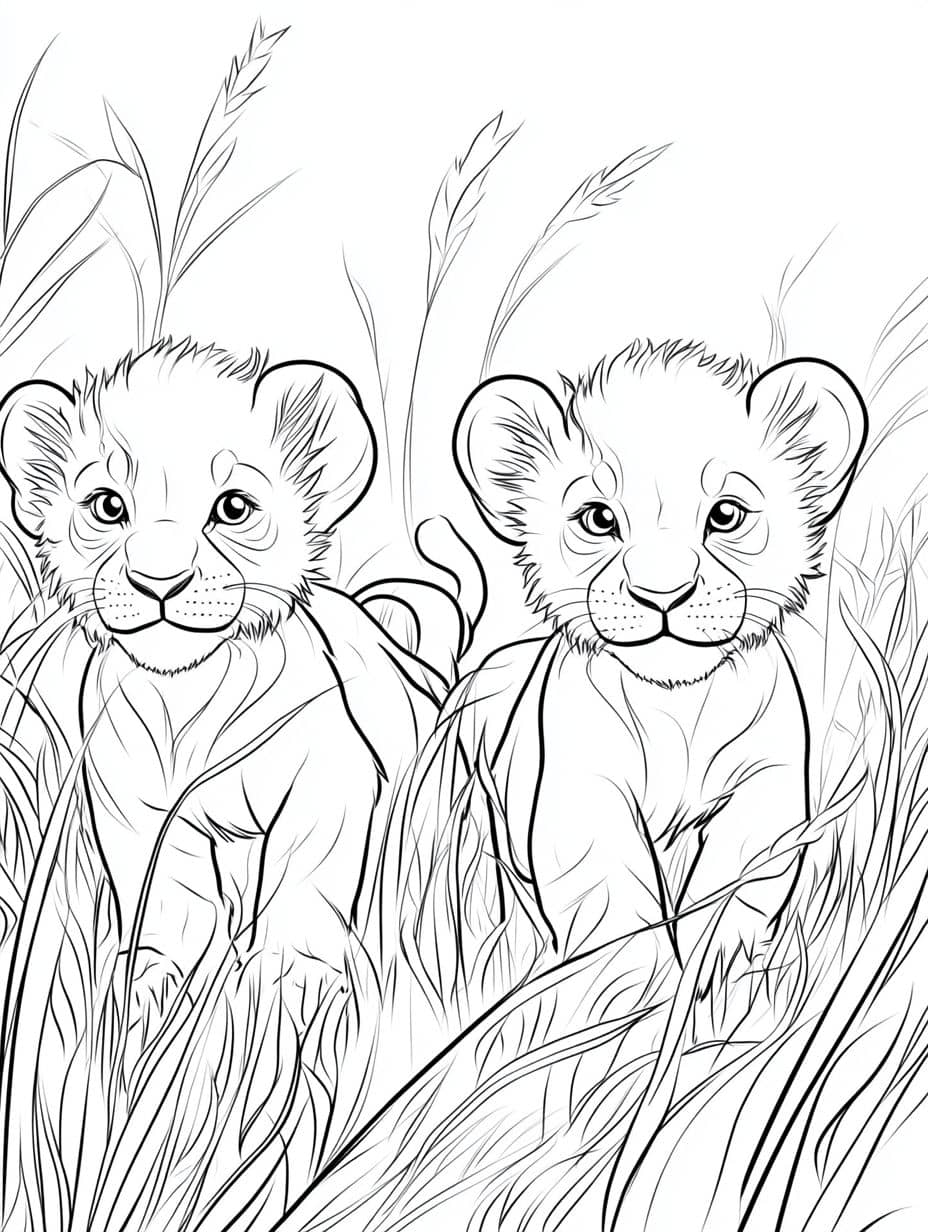 Coloriage Petit Lion Chasse