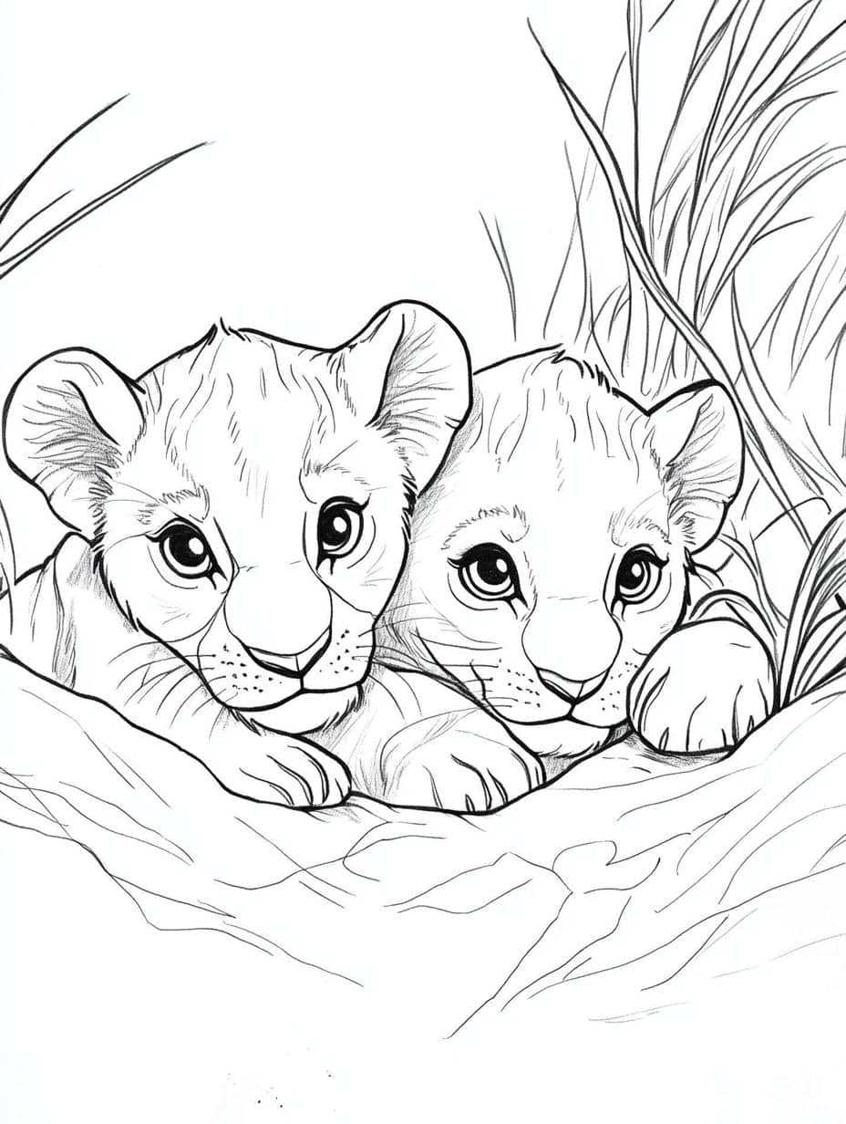 Coloriage Petit Lion Timide