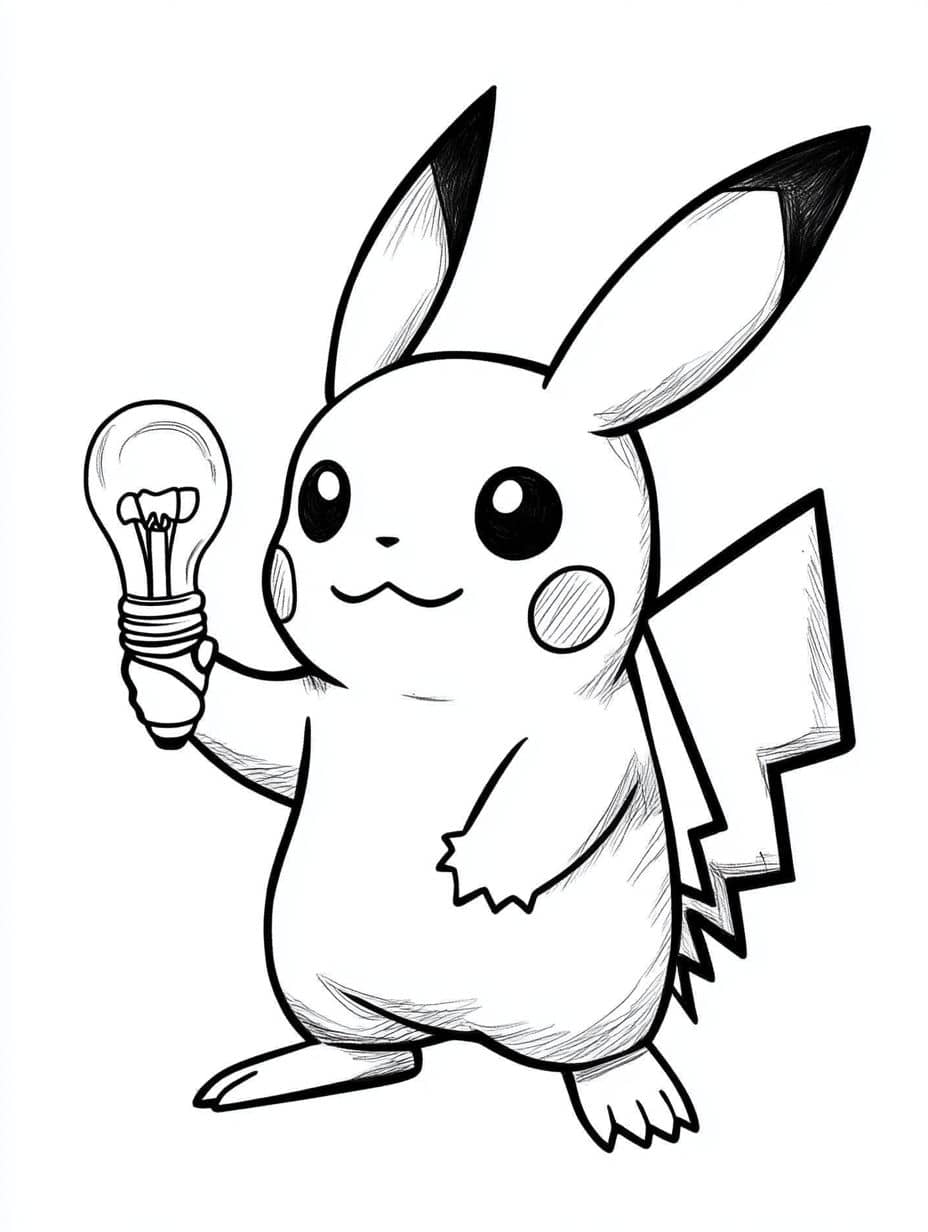 coloriage pikachu ampoule pokemon