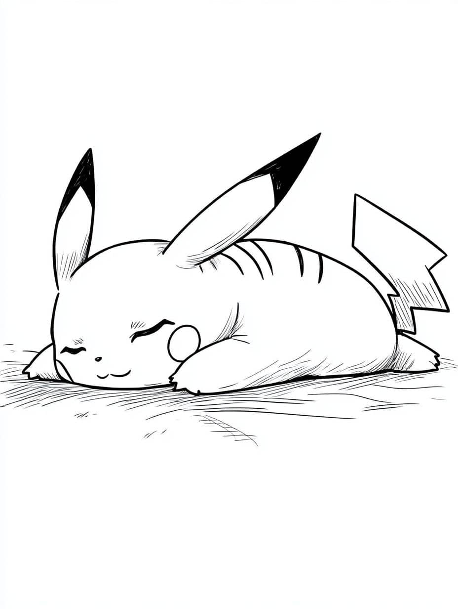 coloriage pikachu dormir