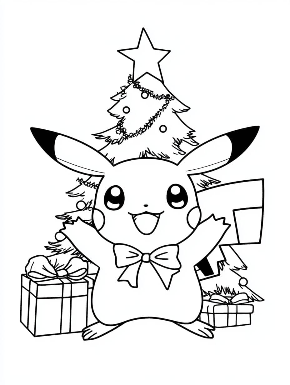 coloriage pikachu noel pokemon