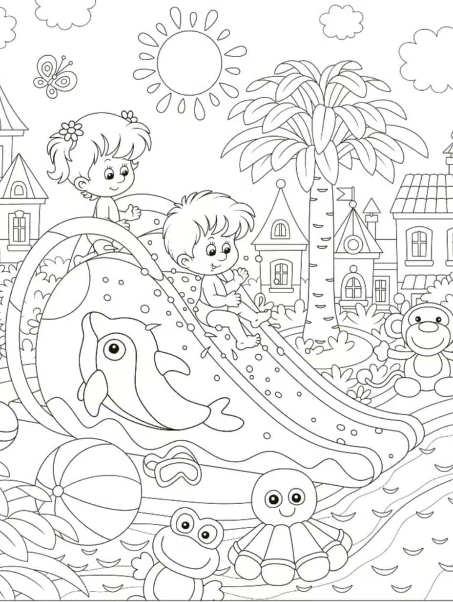 Coloriage Plage Amis