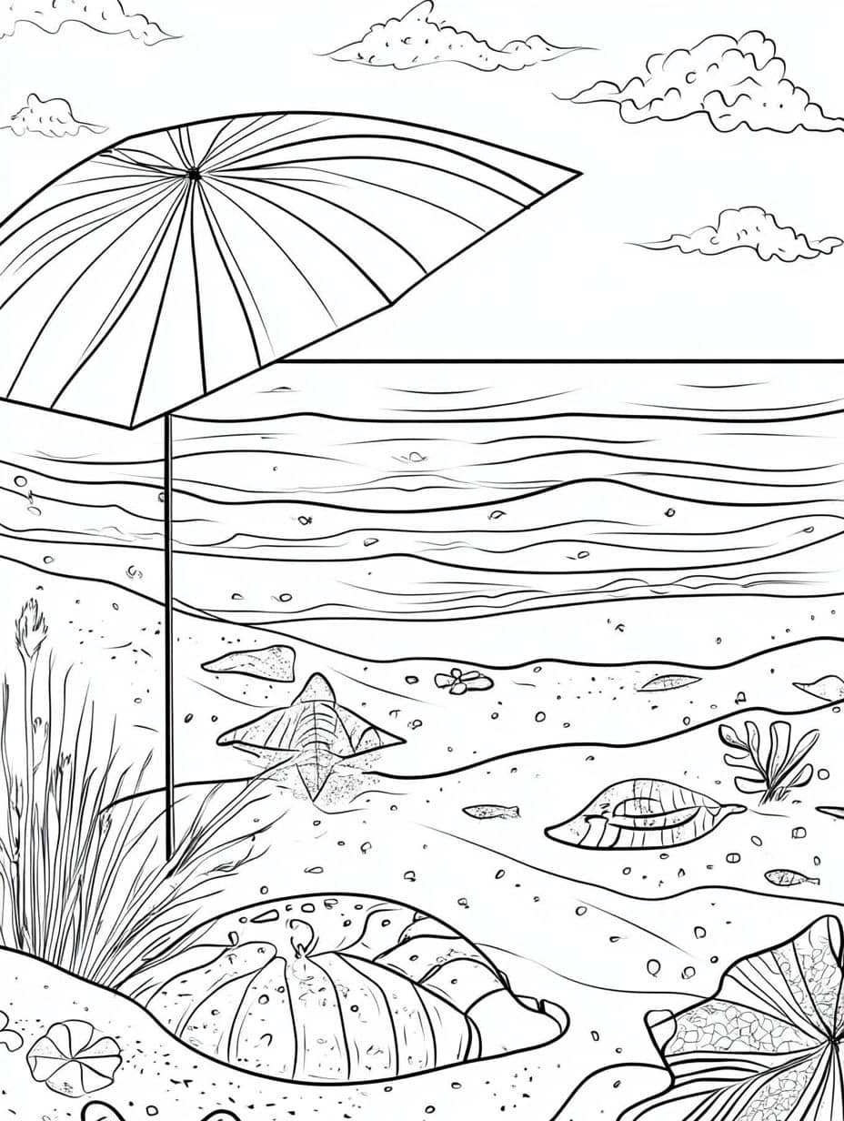 Coloriage Plage Coquillage