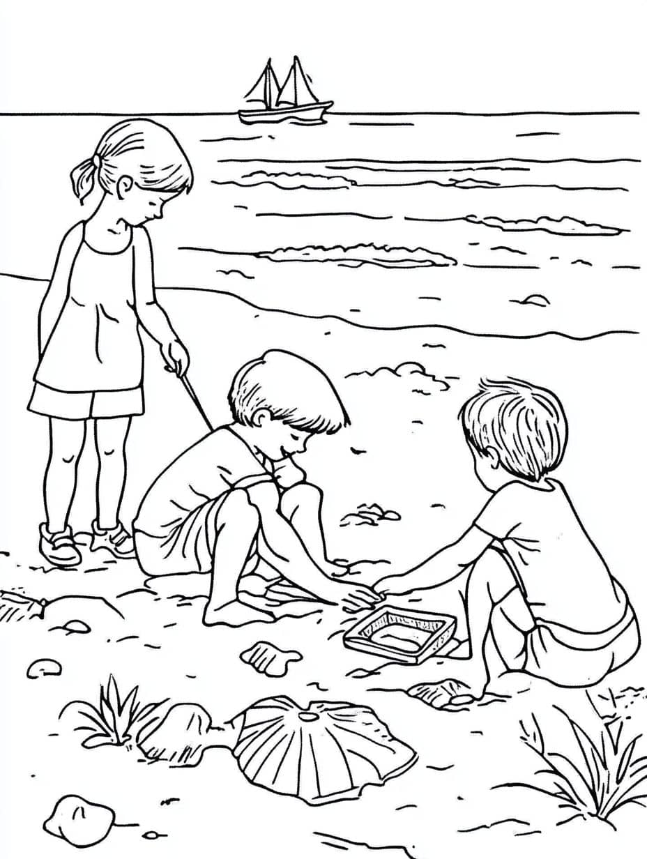 Coloriage Plage Enfant