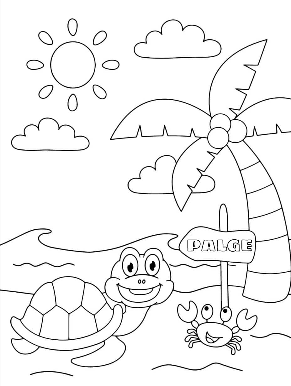 Coloriage Plage Tortue