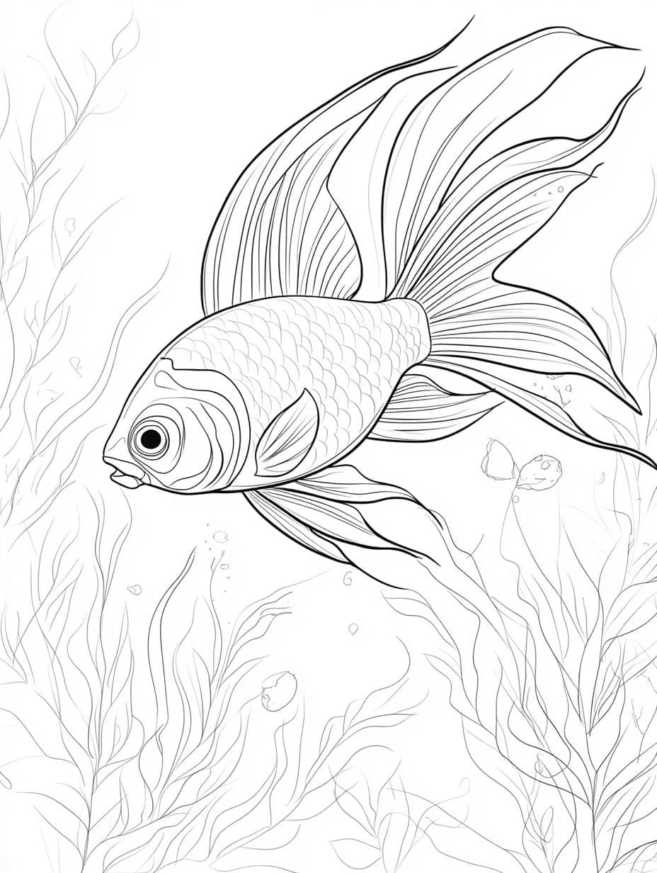 Coloriage Poisson Nage