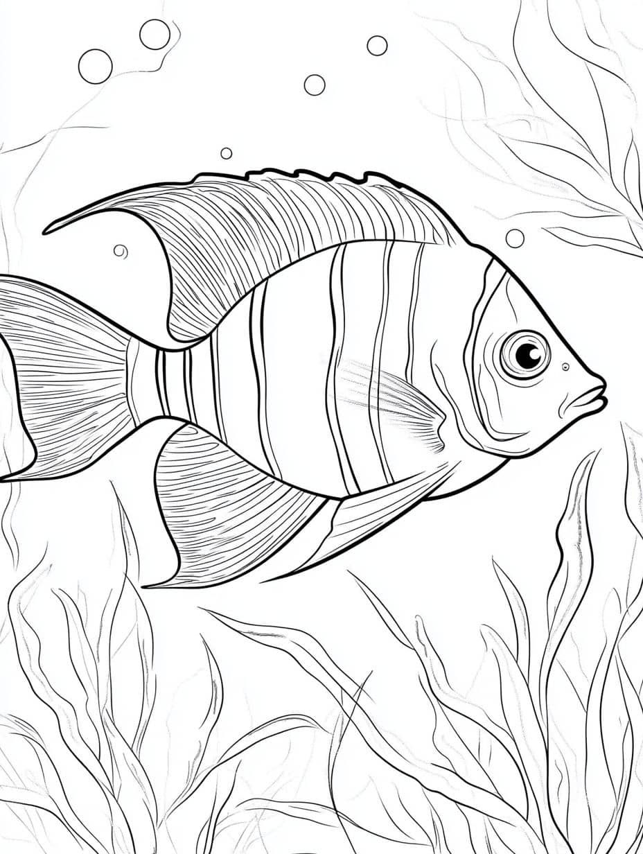 Coloriage Poisson Stripe