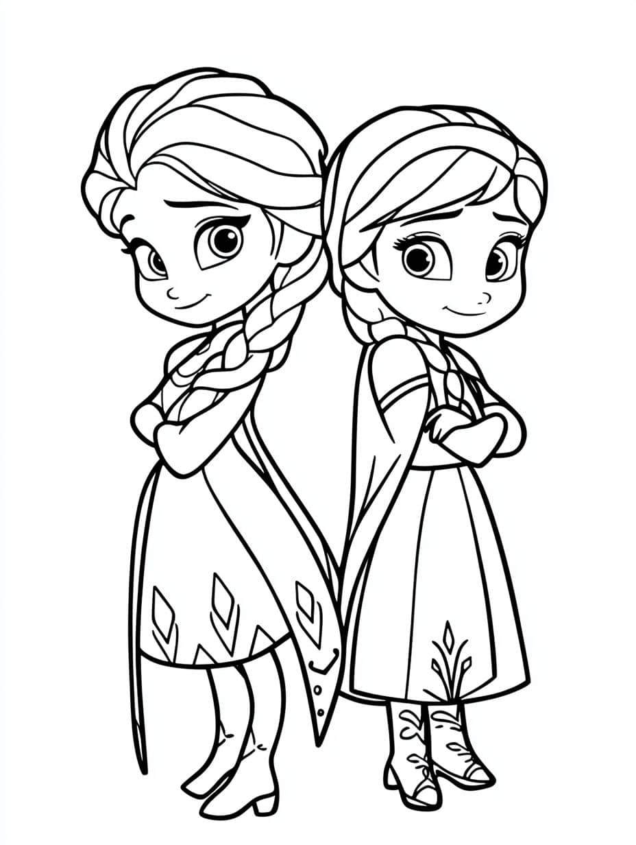 Coloriage Princesse Reine Des Neiges Elsa Et Anna