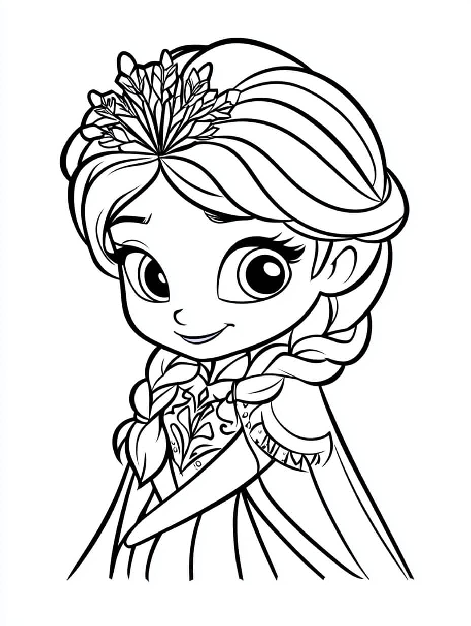 Coloriage Princesses Elsa Chibi