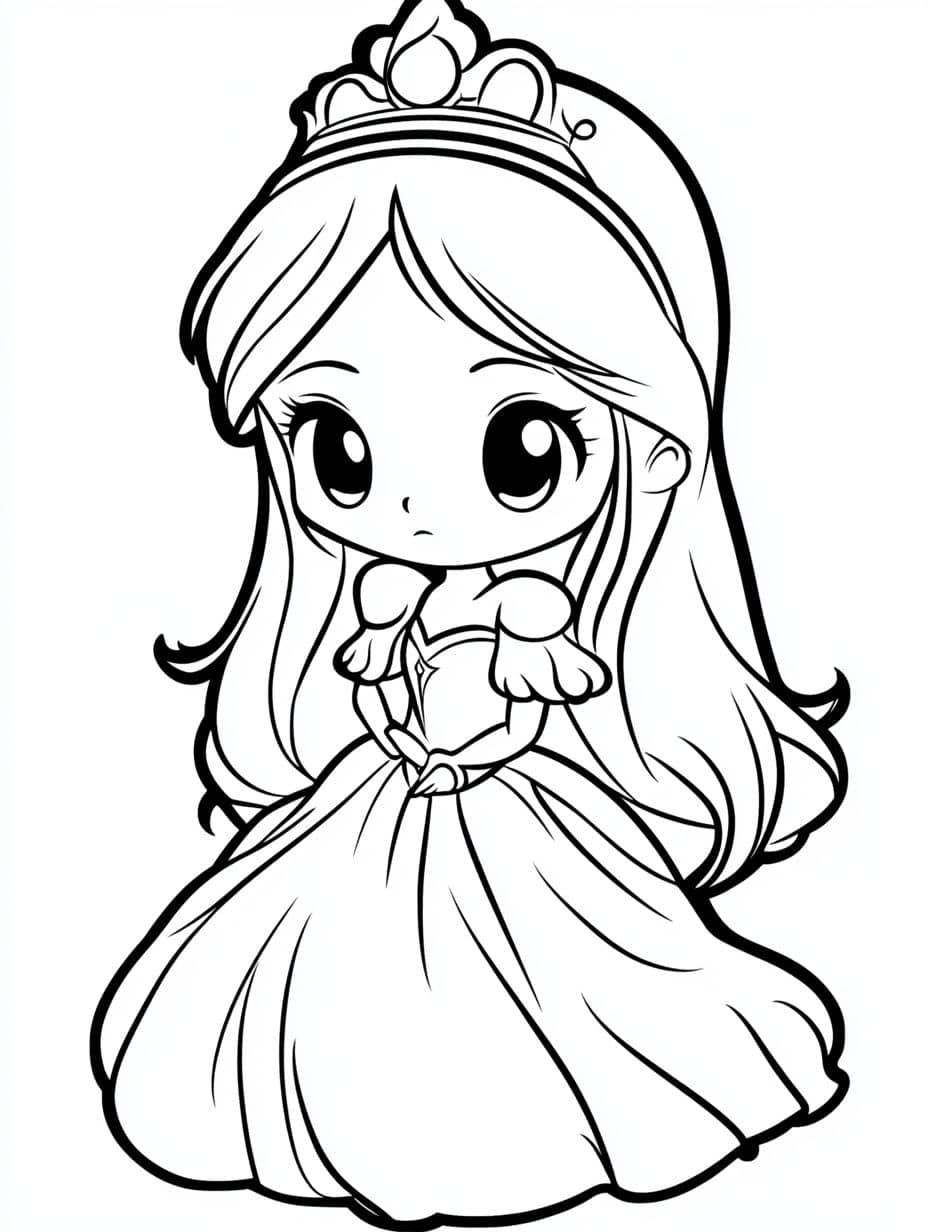 Coloriage Princesses Et Robe Evasee