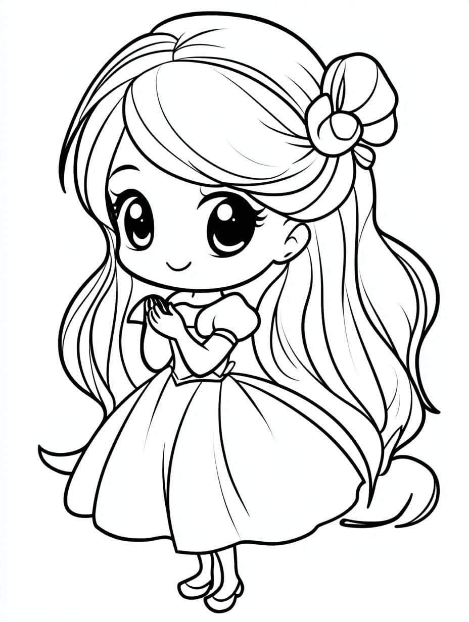 Coloriage Princesses Nœuds Pour Cheveux