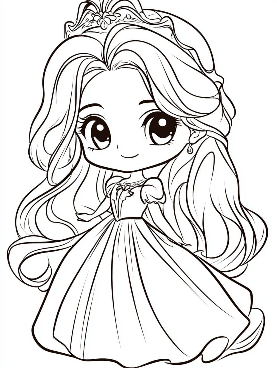 Coloriage Princesses Simple