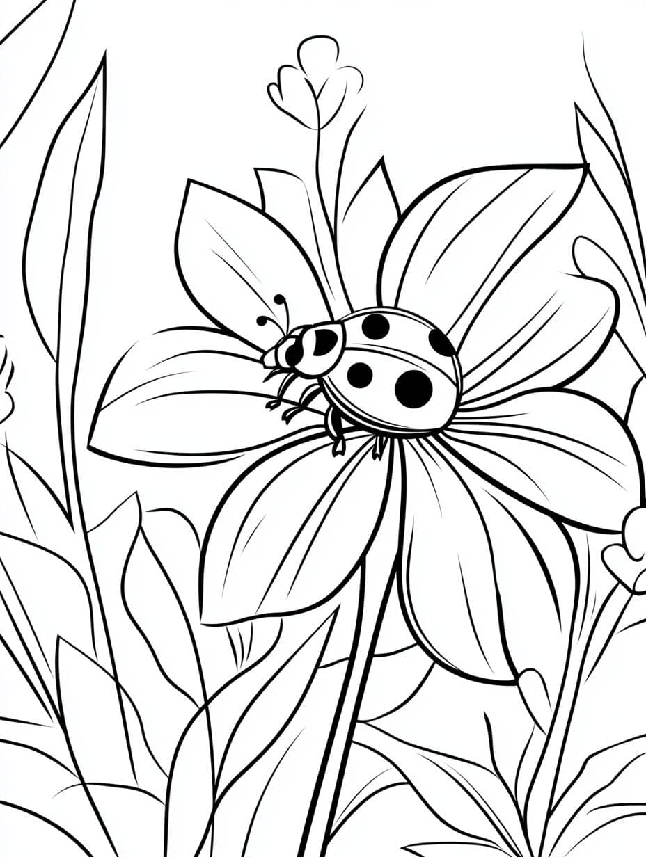 Coloriage Printemps Fleurs Et Insectes