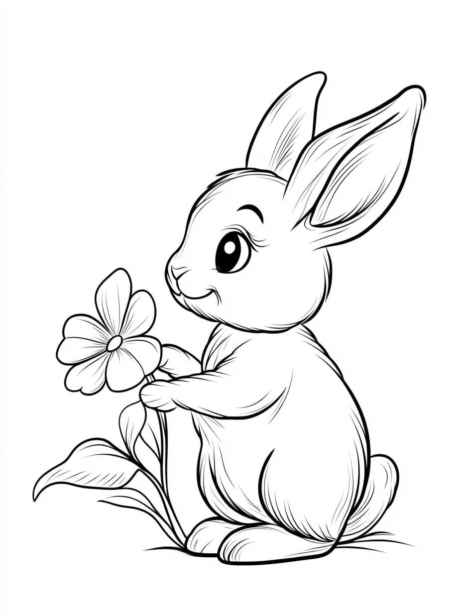 Coloriage Printemps Lapin Mignon