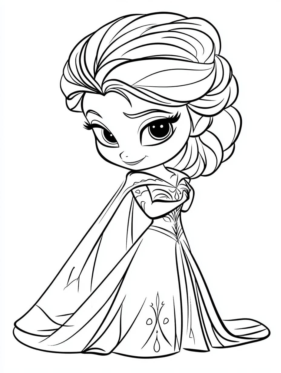 coloriage reine des neiges chibi