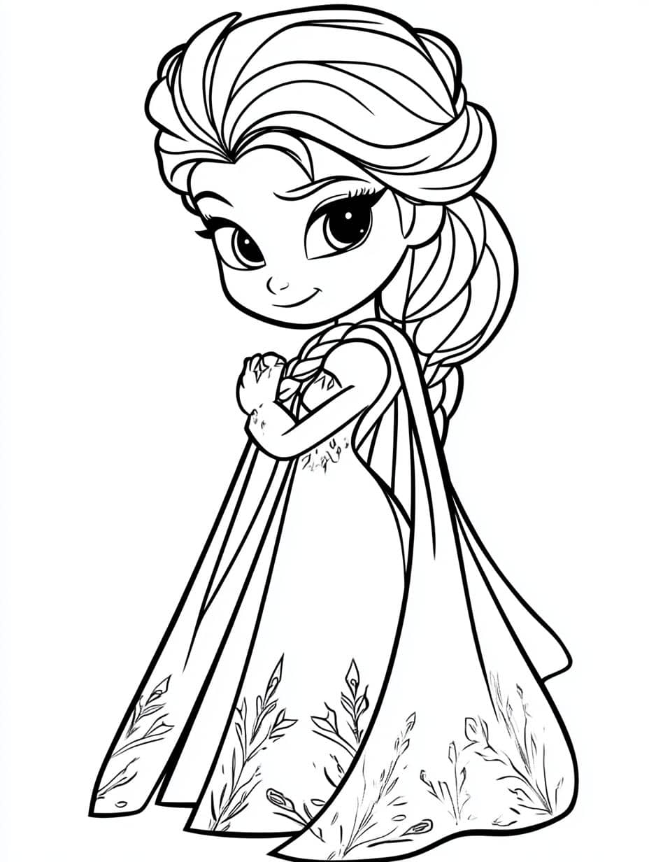 coloriage reine des neiges coiffure