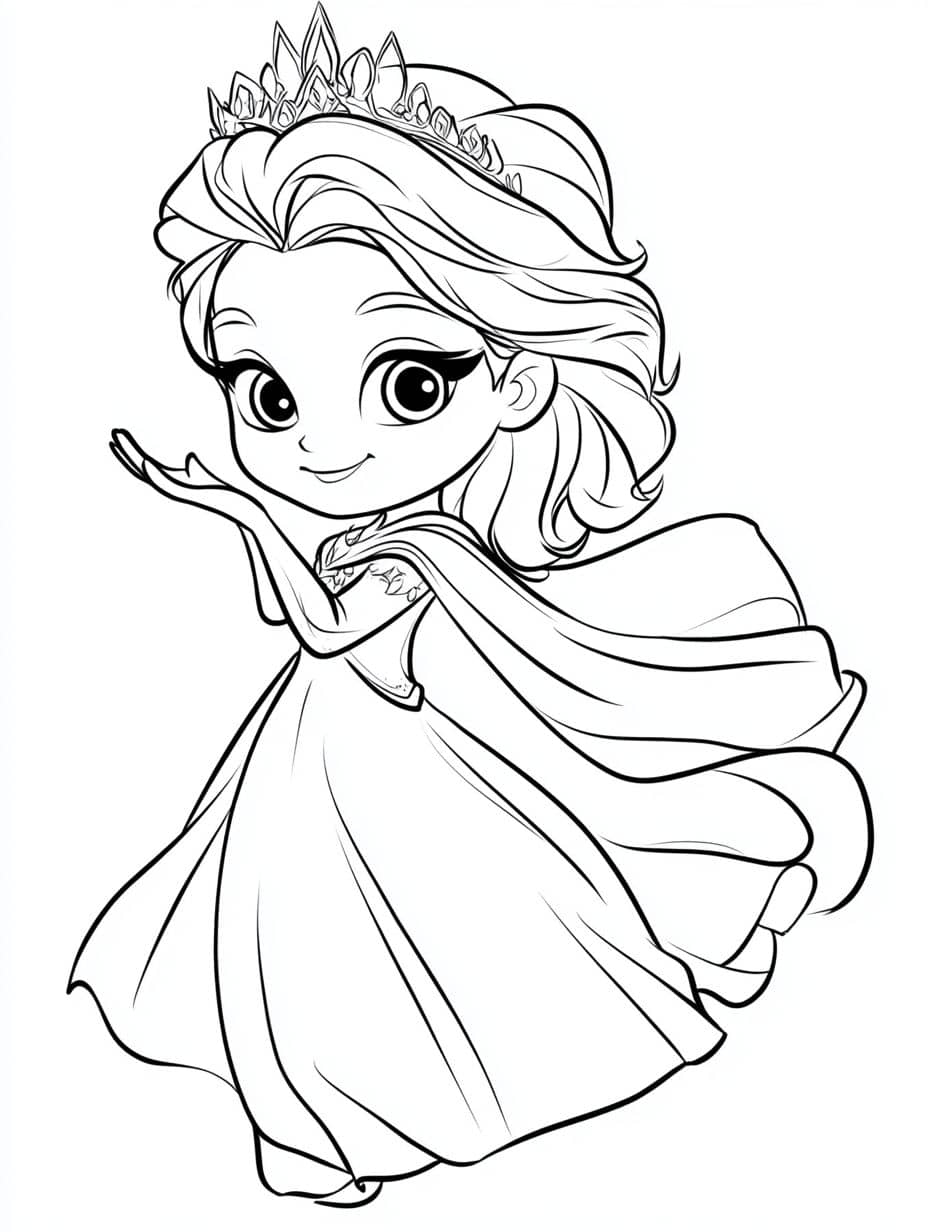 coloriage reine des neiges leve les mains