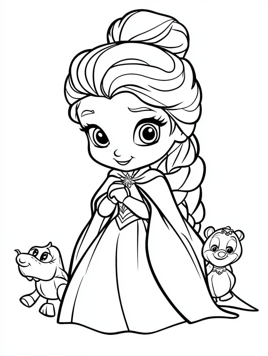 coloriage reine des neiges mignonne et belle