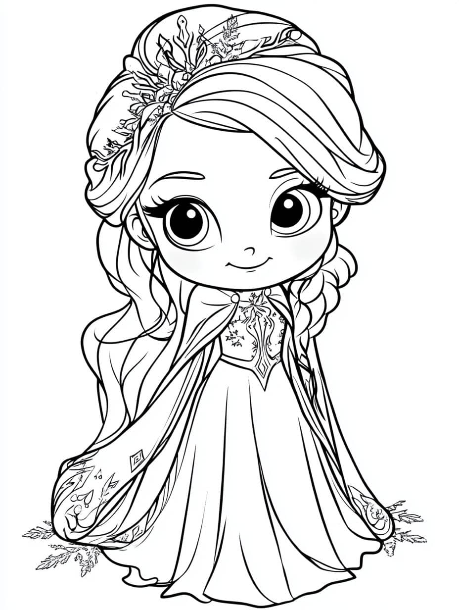 coloriage reine des neiges mignonne