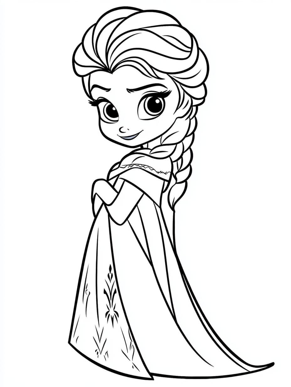 coloriage reine des neiges robe longue