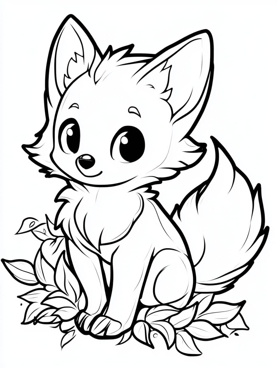 Coloriage Renard Et Feuille